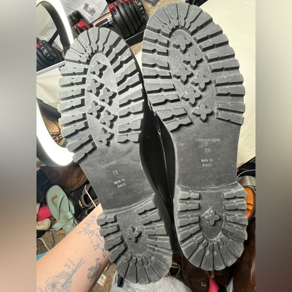 Reformation Agathea Chunky Loafer Black & White Patent Upper Lugg Sole Sz 7.5 - Picture 7 of 14